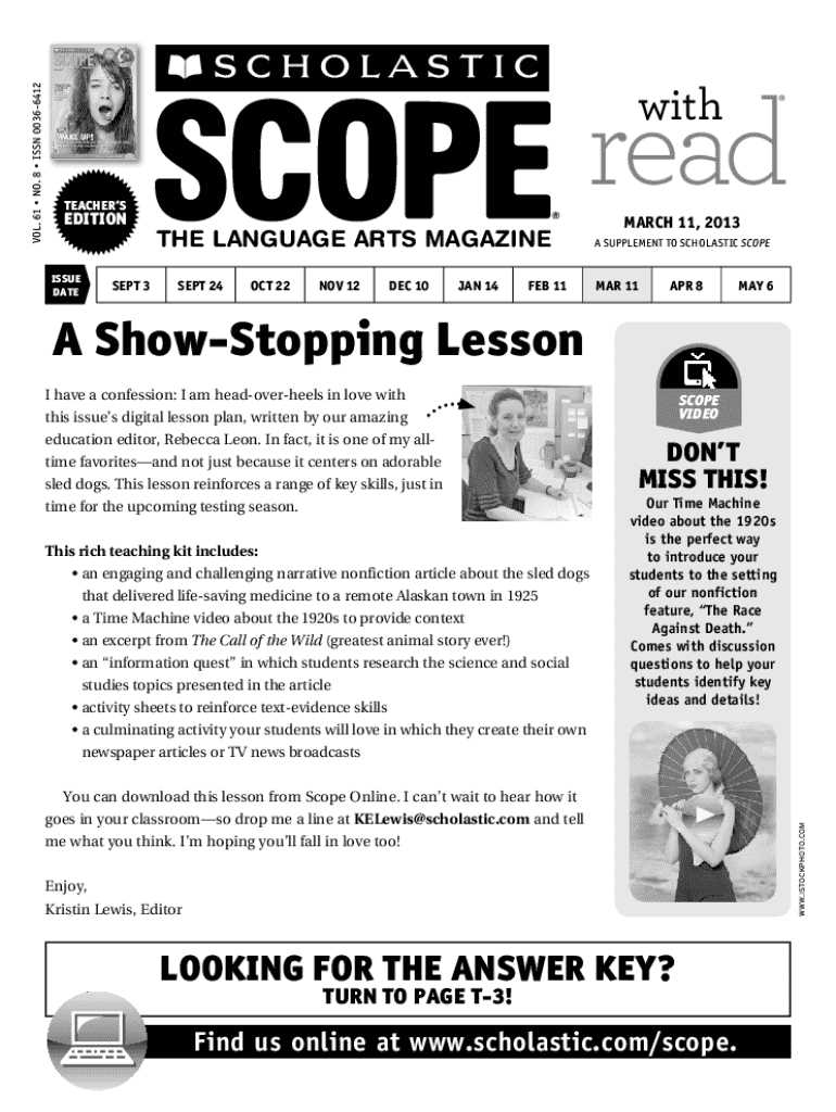 scholastic scope answer key