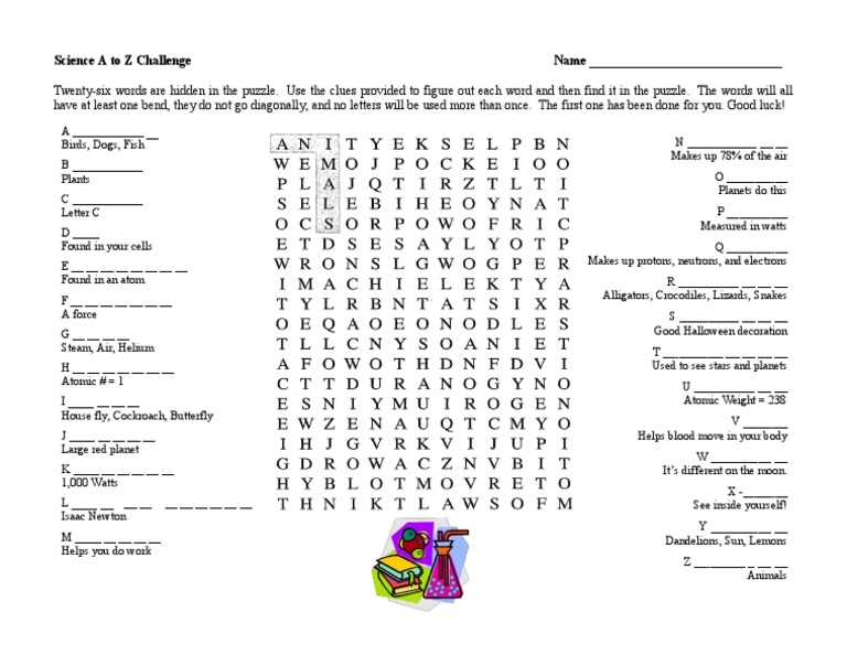 science a to z challenge puzzle answer key