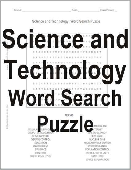 science word search answer key