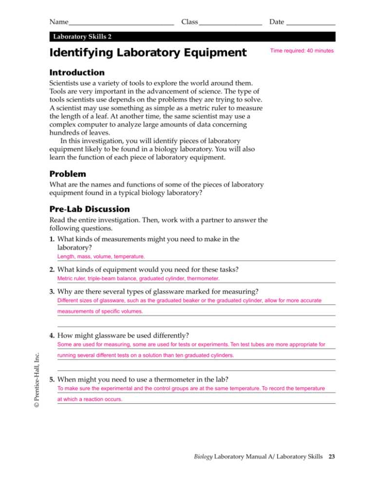 set 1 laboratory and science skills answer key
