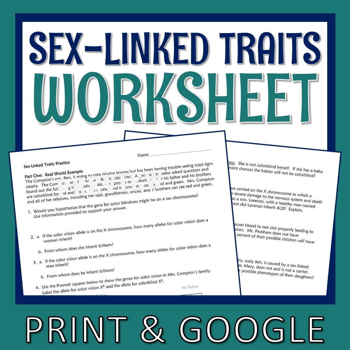 sex linked traits answer key