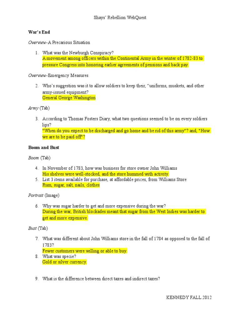 shays rebellion guiding questions answer key