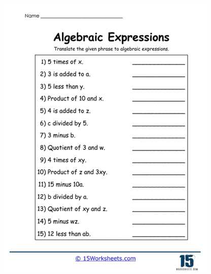 simplifying algebraic expressions math aids answer key