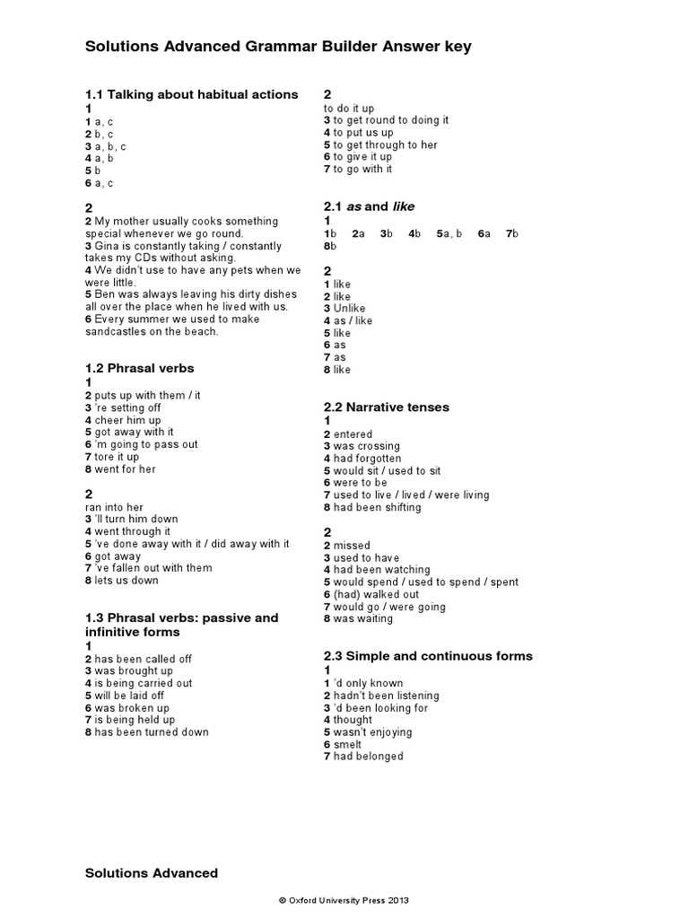 solution pre intermediate grammar builder answer key