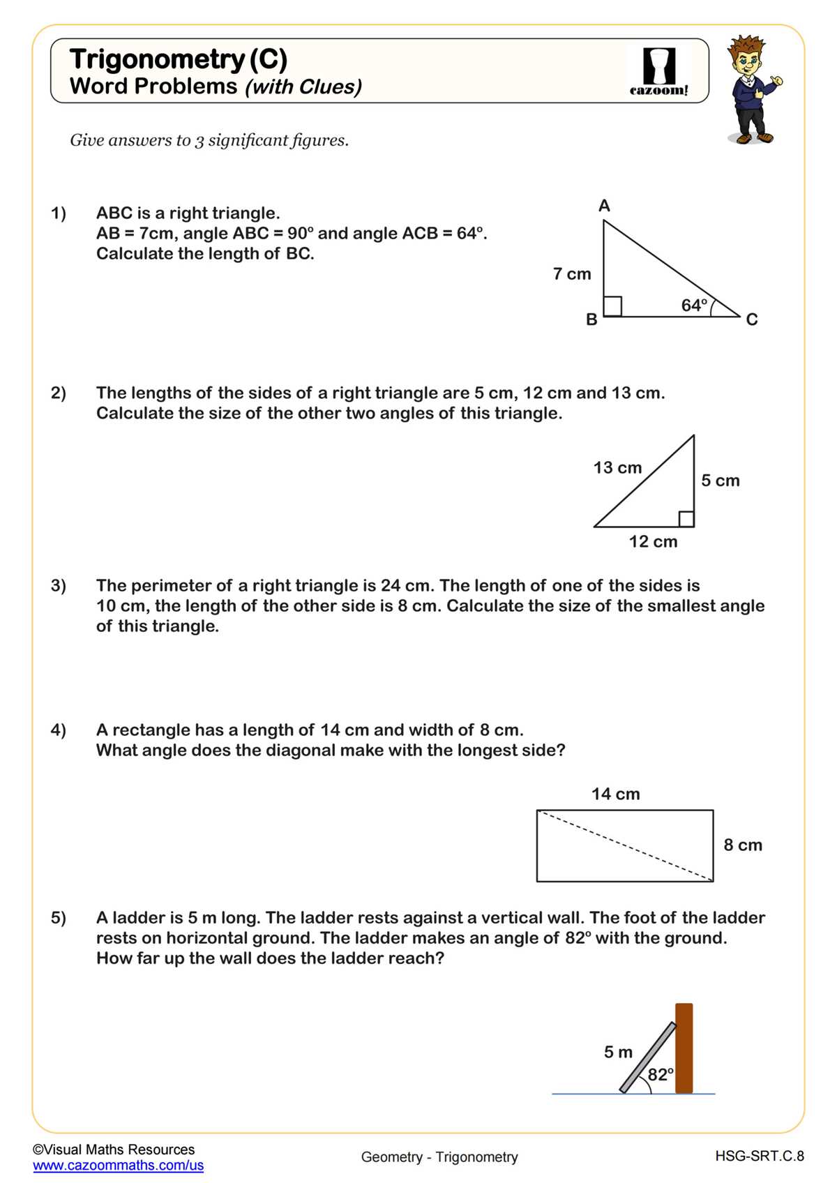 special right triangles worksheet with answer key