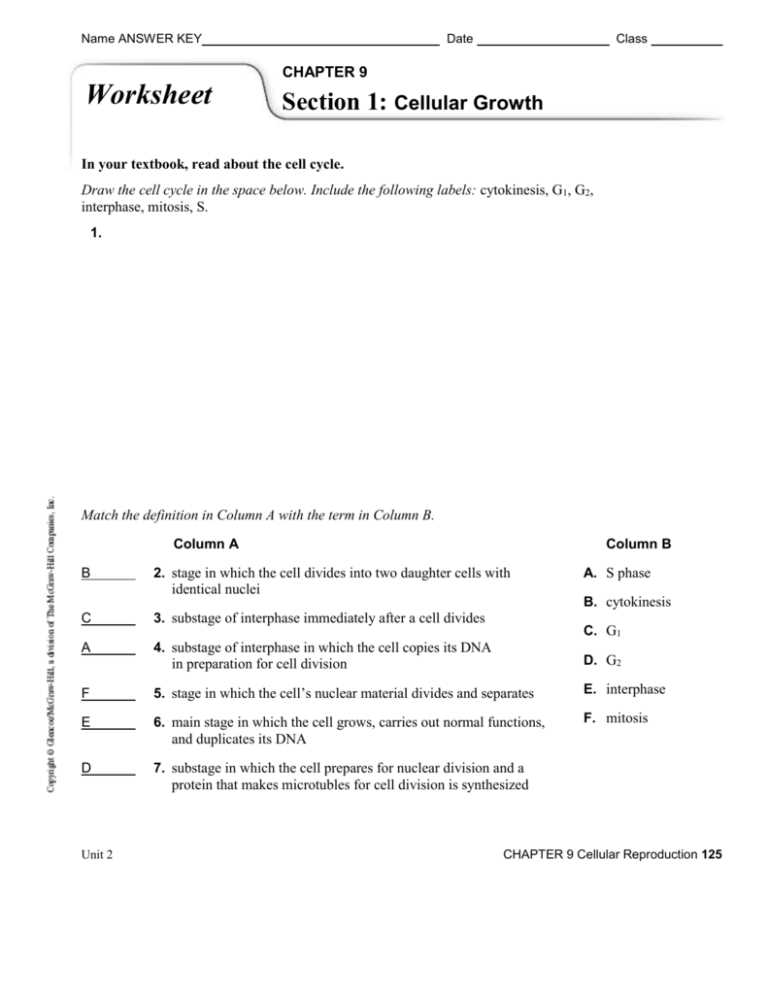 study guide section 1 cellular growth answer key