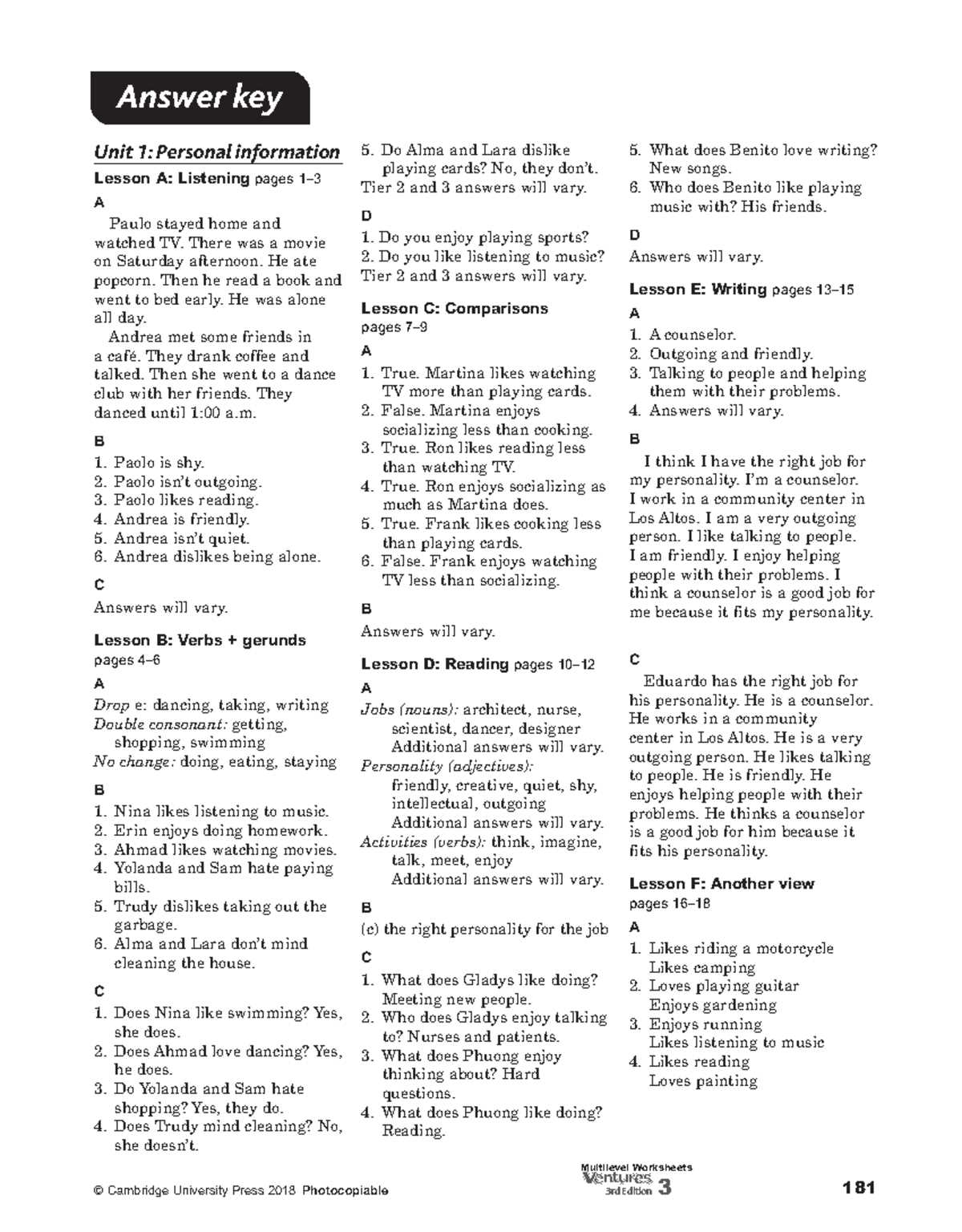 tci lesson 3 answer key