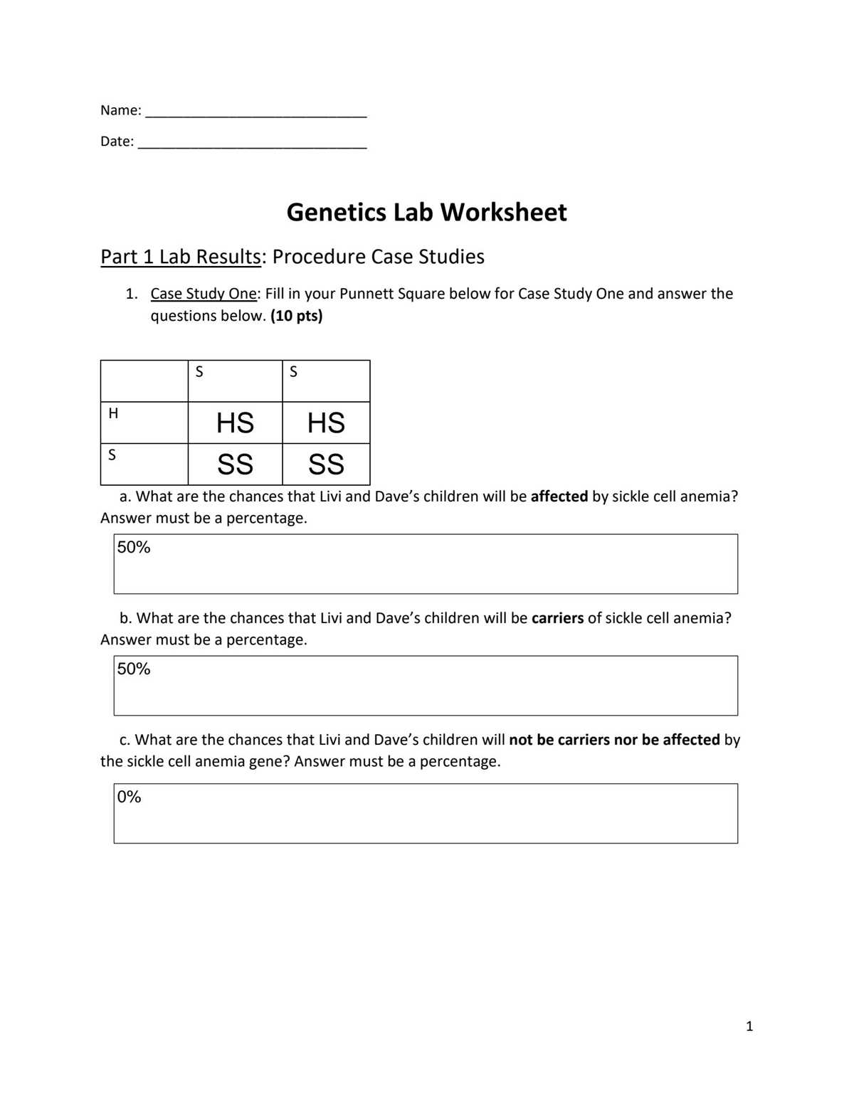 the genetics of sickle cell anemia answer key