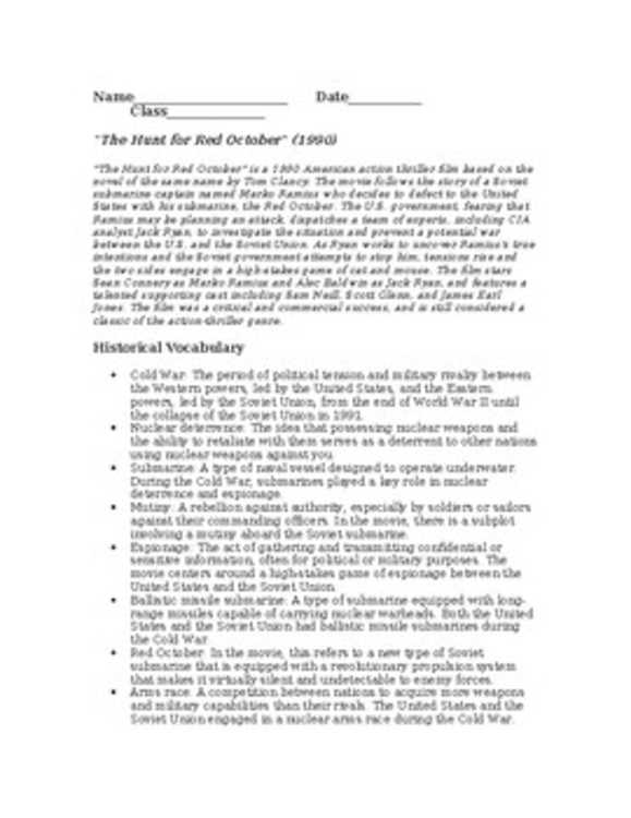 the hunt for red october viewing guide answer key