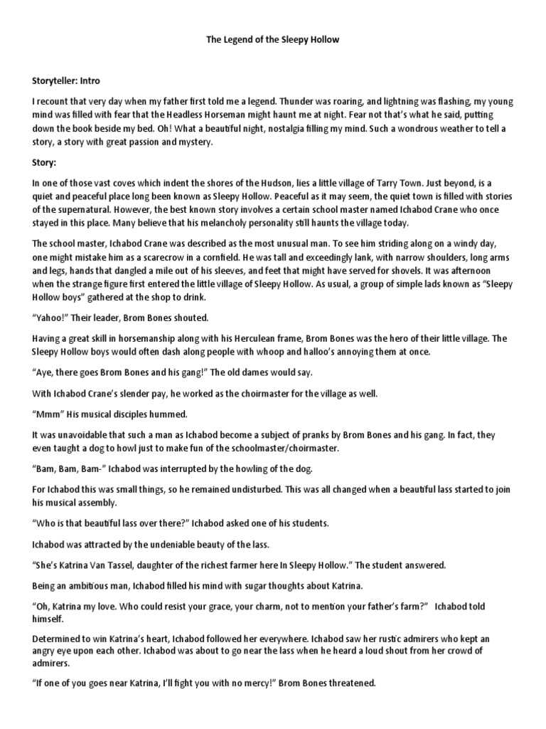 the legend of sleepy hollow grade 8 answer key
