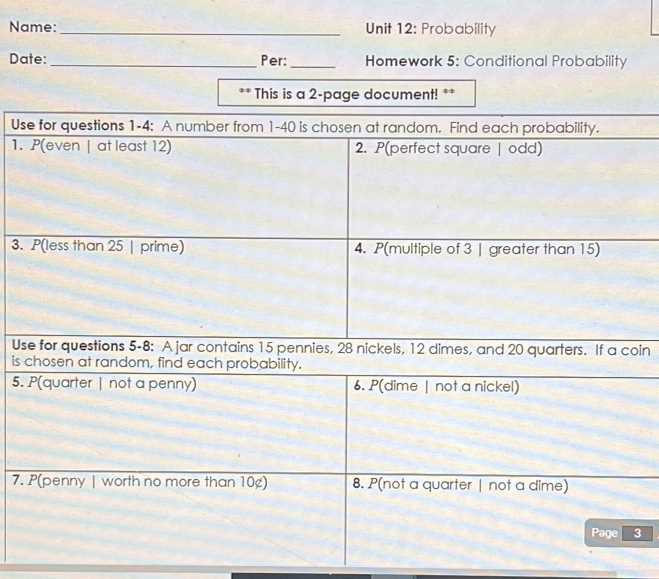 unit 12 probability homework 2 answer key