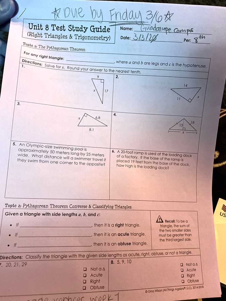 unit 8 study guide answer key