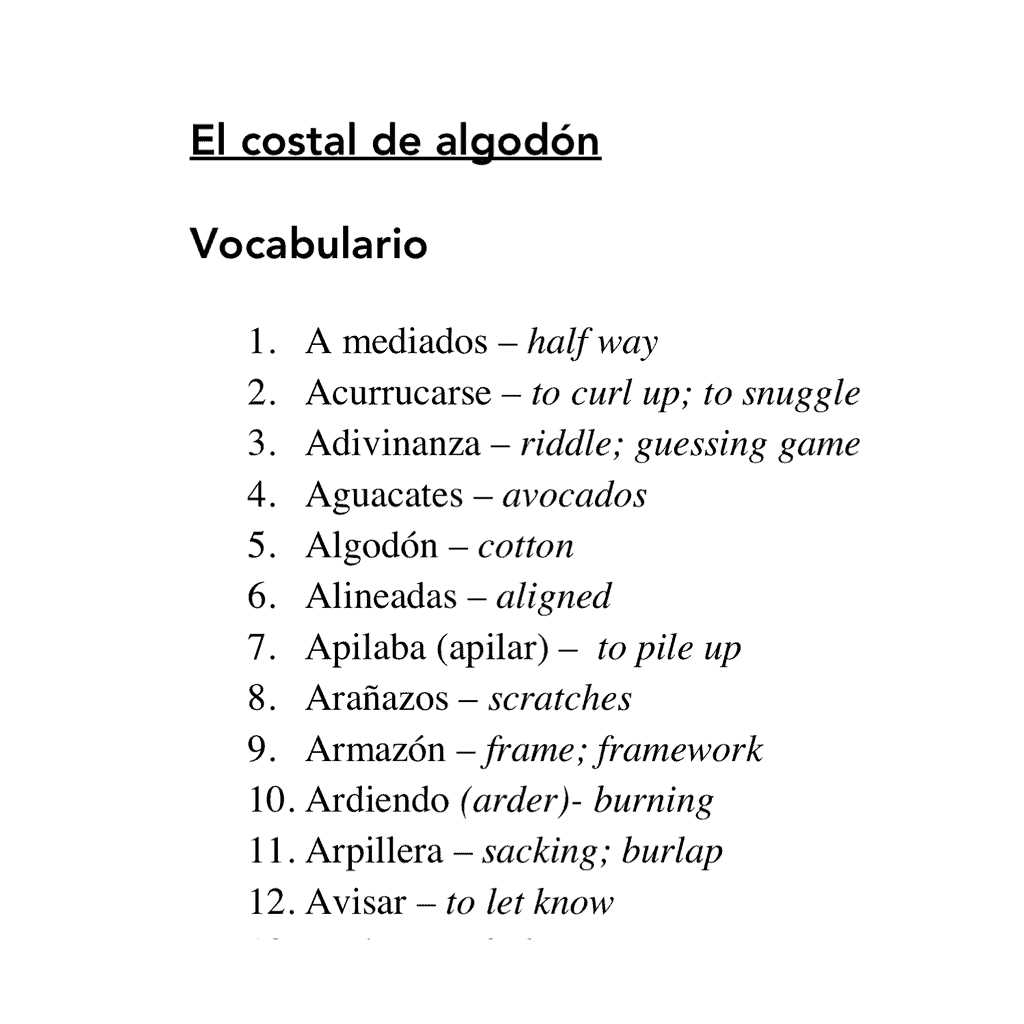 vocabulario a answer key