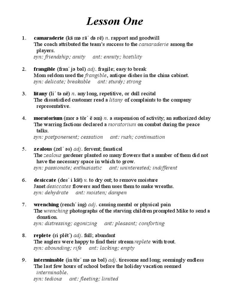 vocabulary power plus lesson 4 word families answer key
