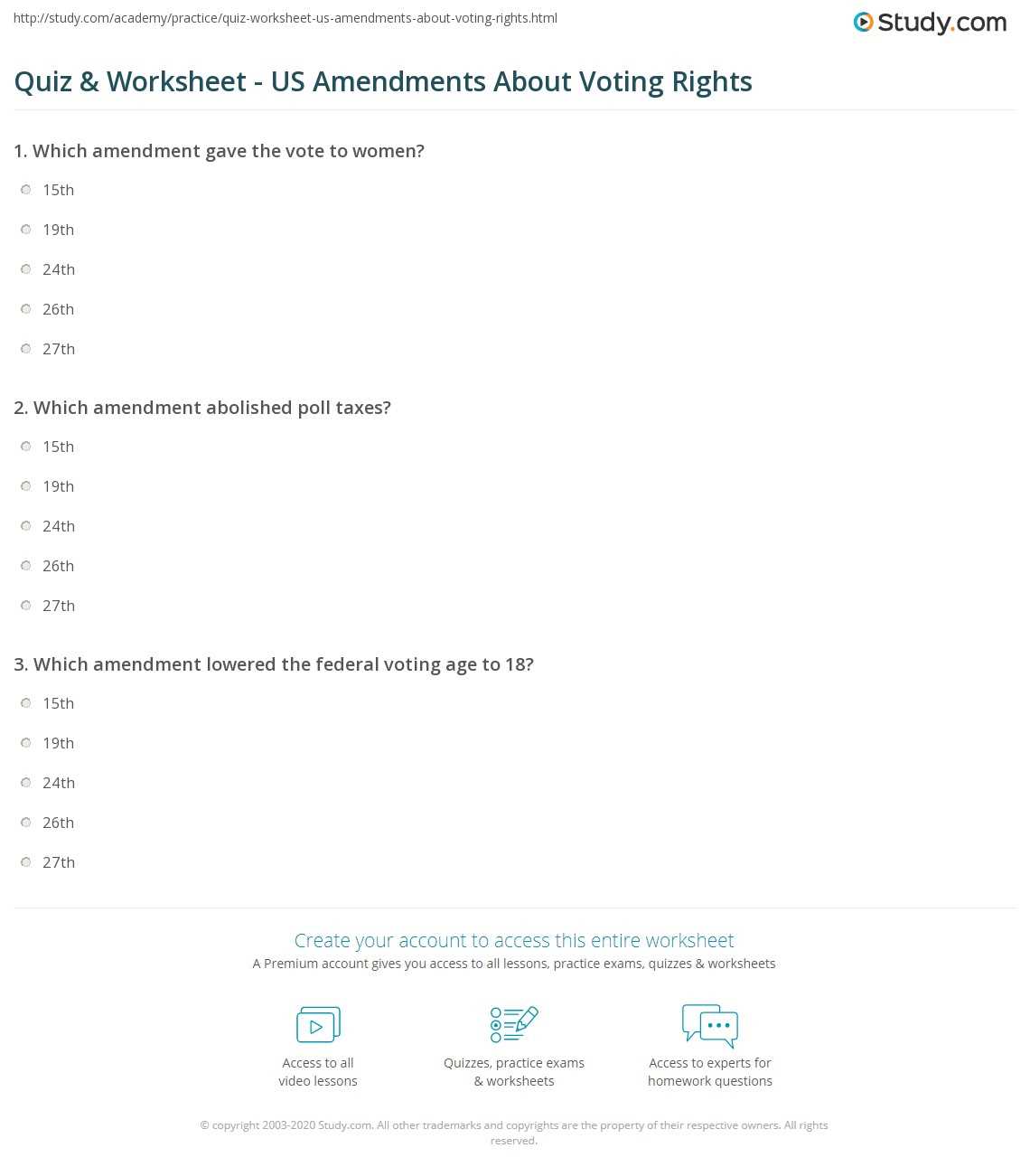 voting rights amendments and laws answer key