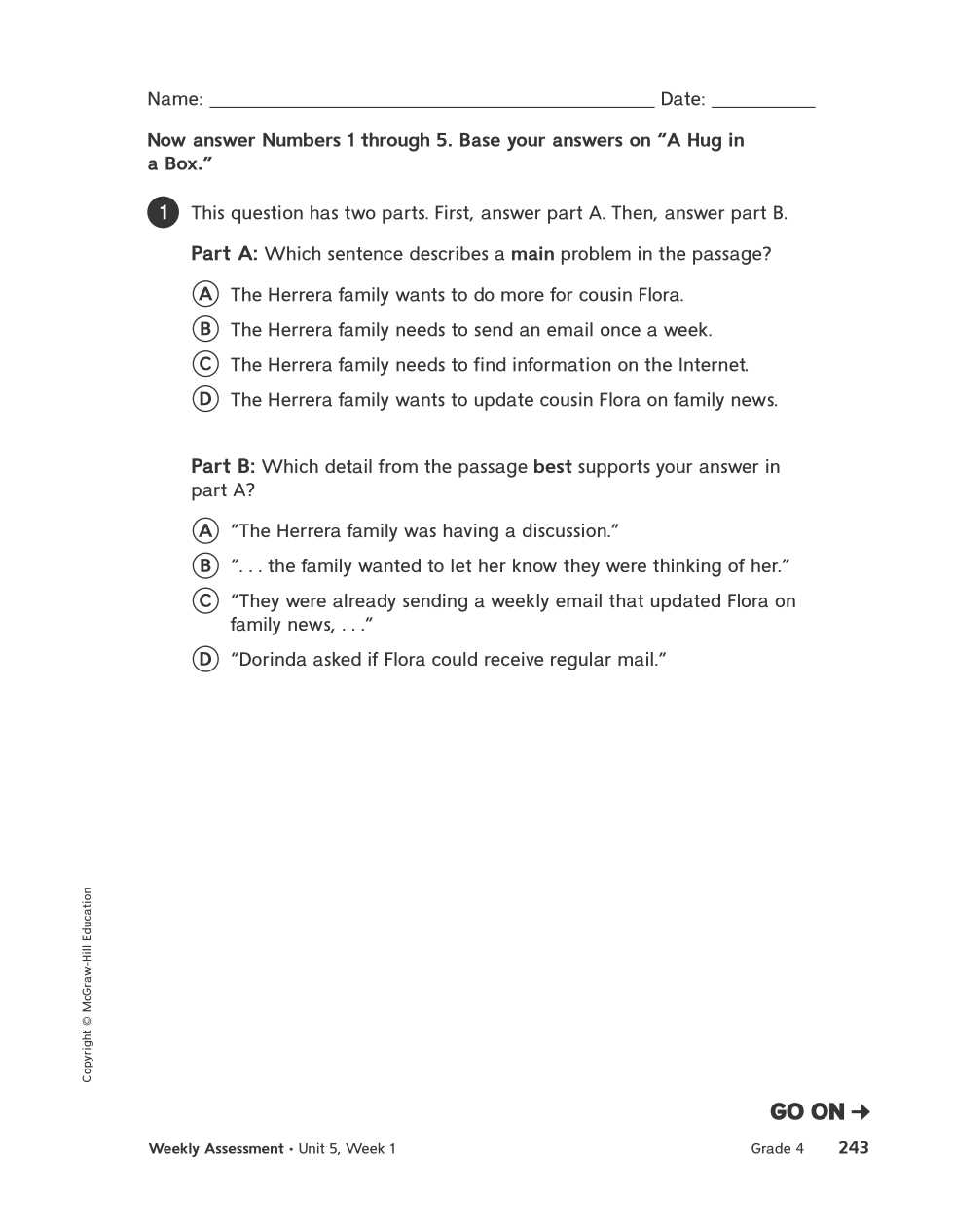weekly assessment grade 5 answer key
