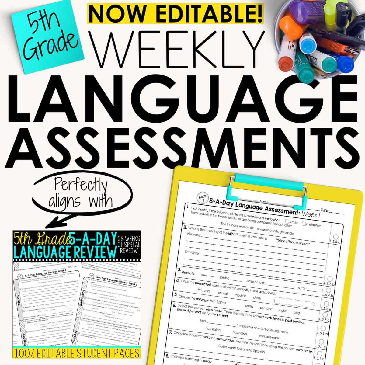 weekly language review 5th grade answer key 3