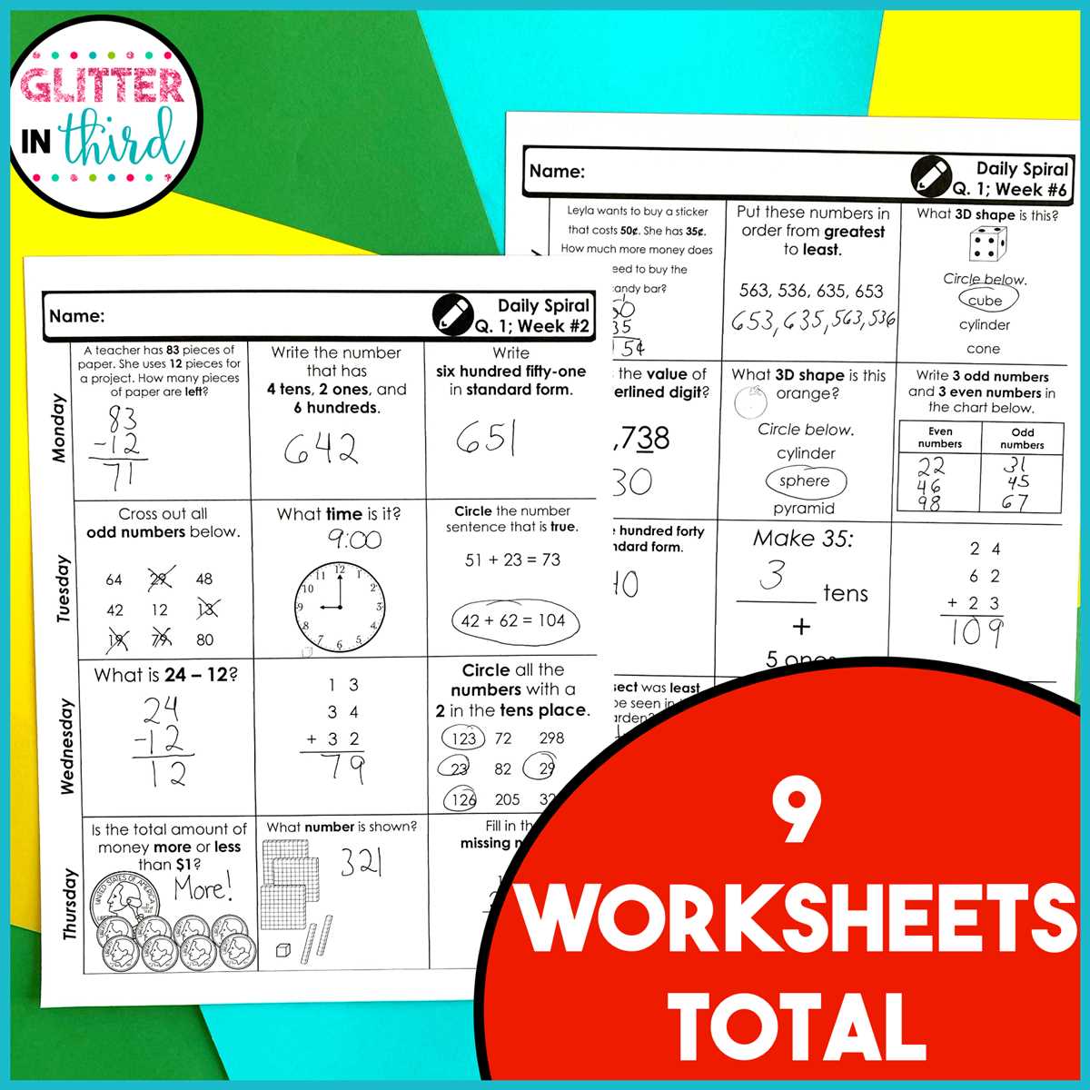 weekly math homework q3 6 answer key