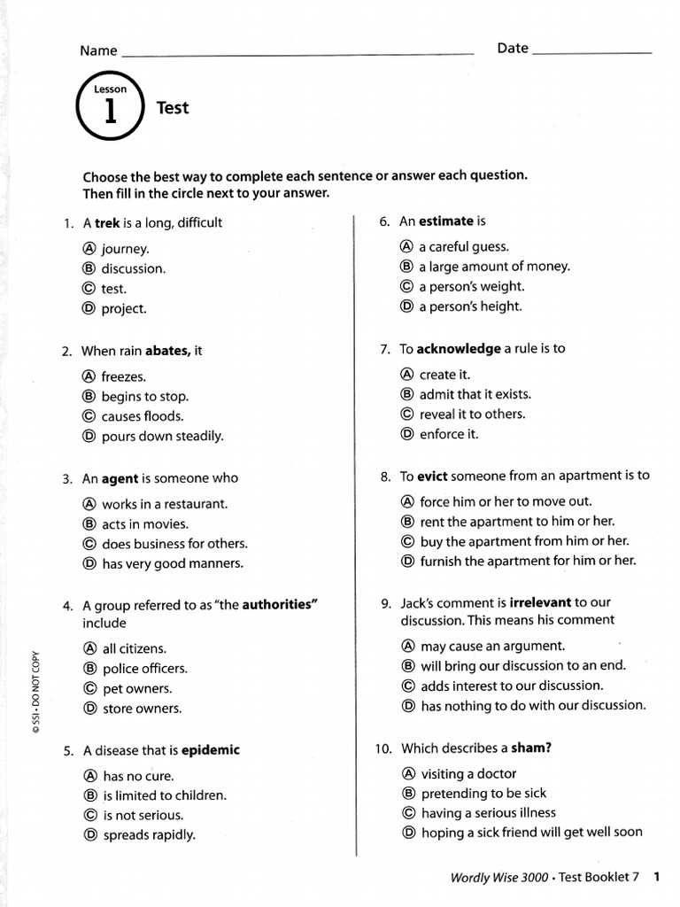 wordly wise lesson 4 book 7 answer key