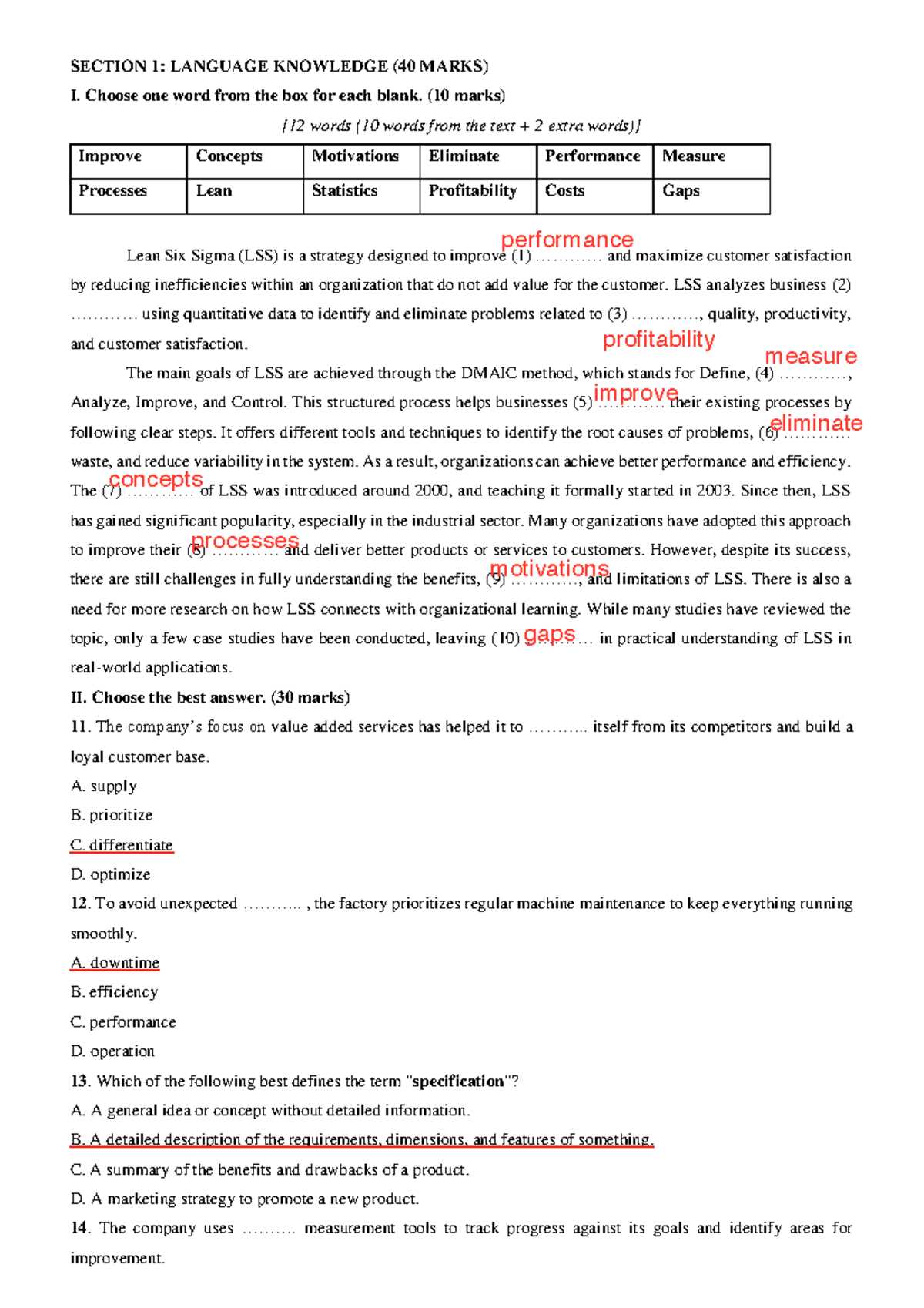 worksheet business organizations answers key