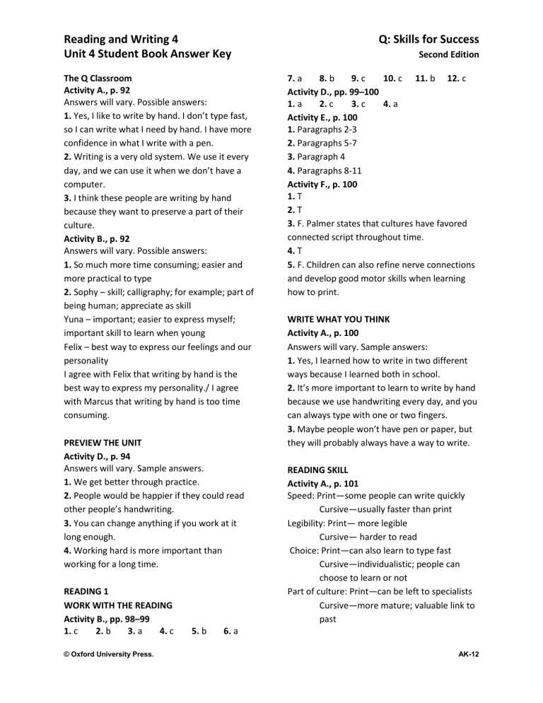 writing clearly answer key unit 14 writing clearly answer key unit 14
