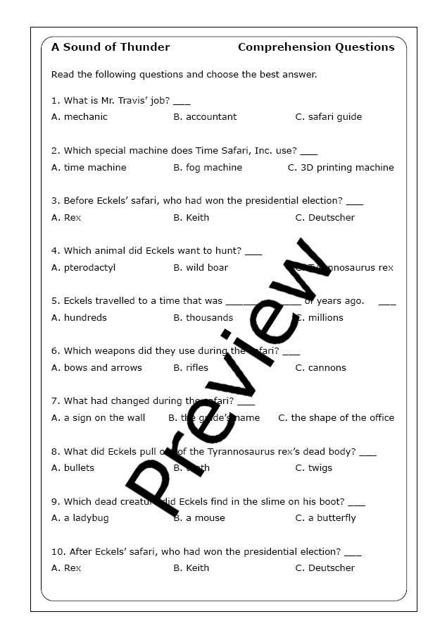 a sound of thunder answer key