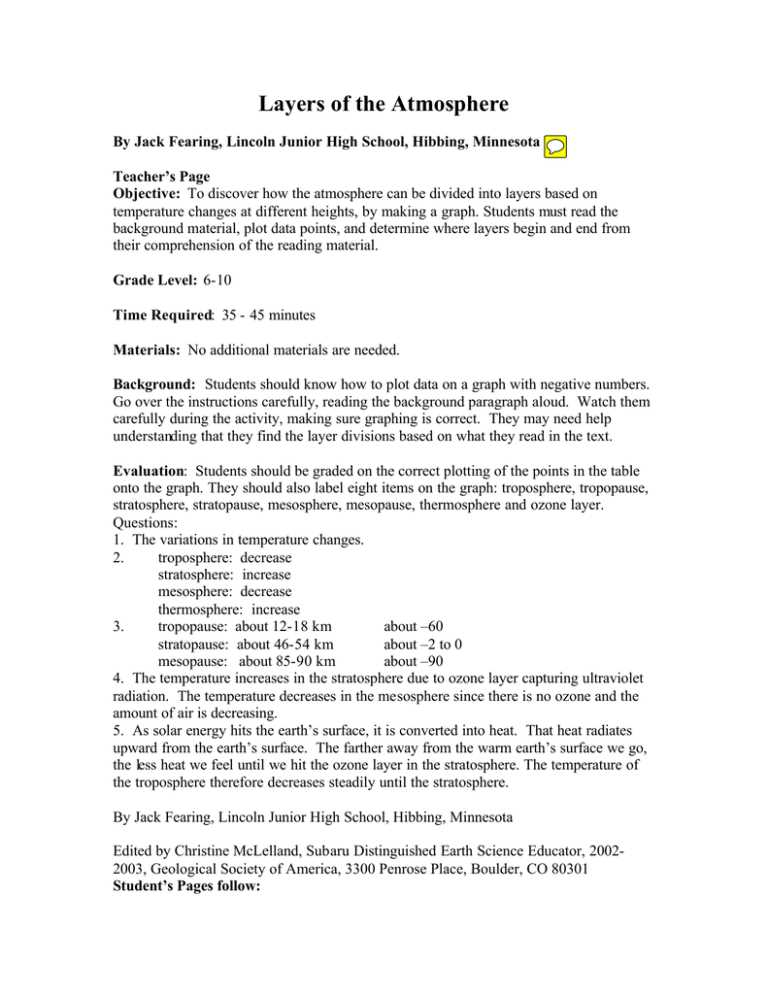 layers of the atmosphere worksheet by jack fearing answer key