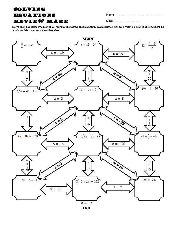 activity guide using the problem solving process maze answer key