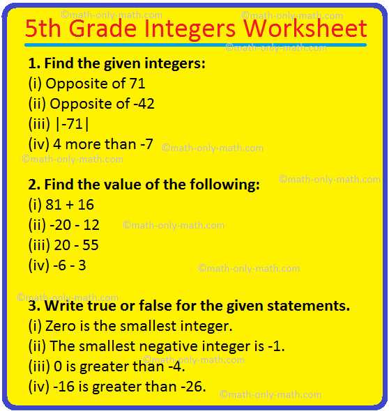 adding integers worksheet 7th grade answer key