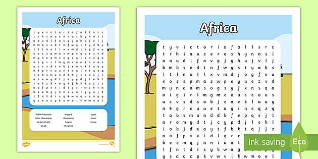 africa word search answer key