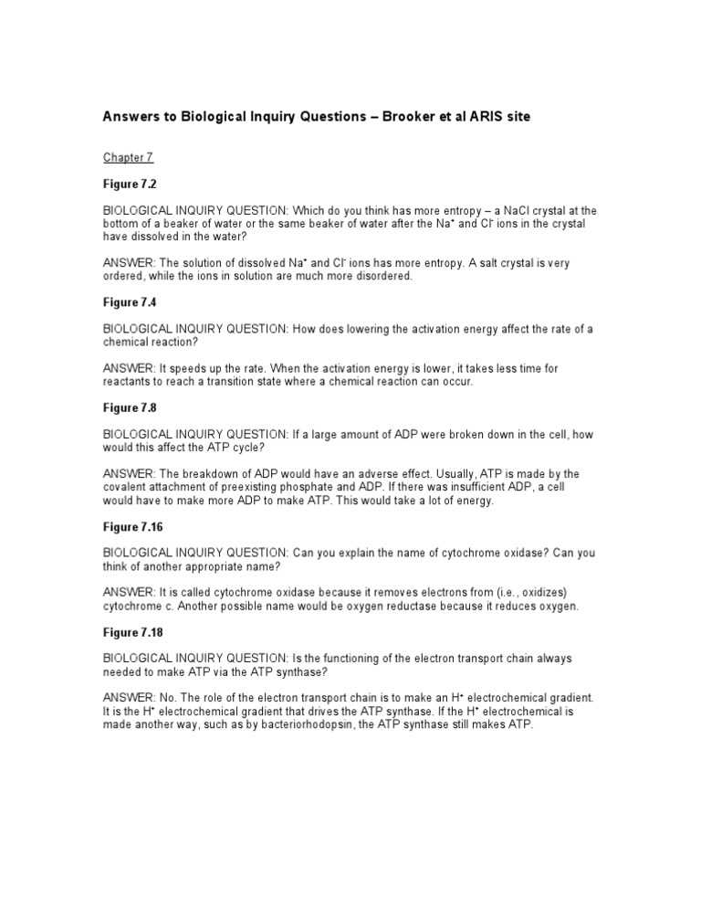 biological inquiry answer key