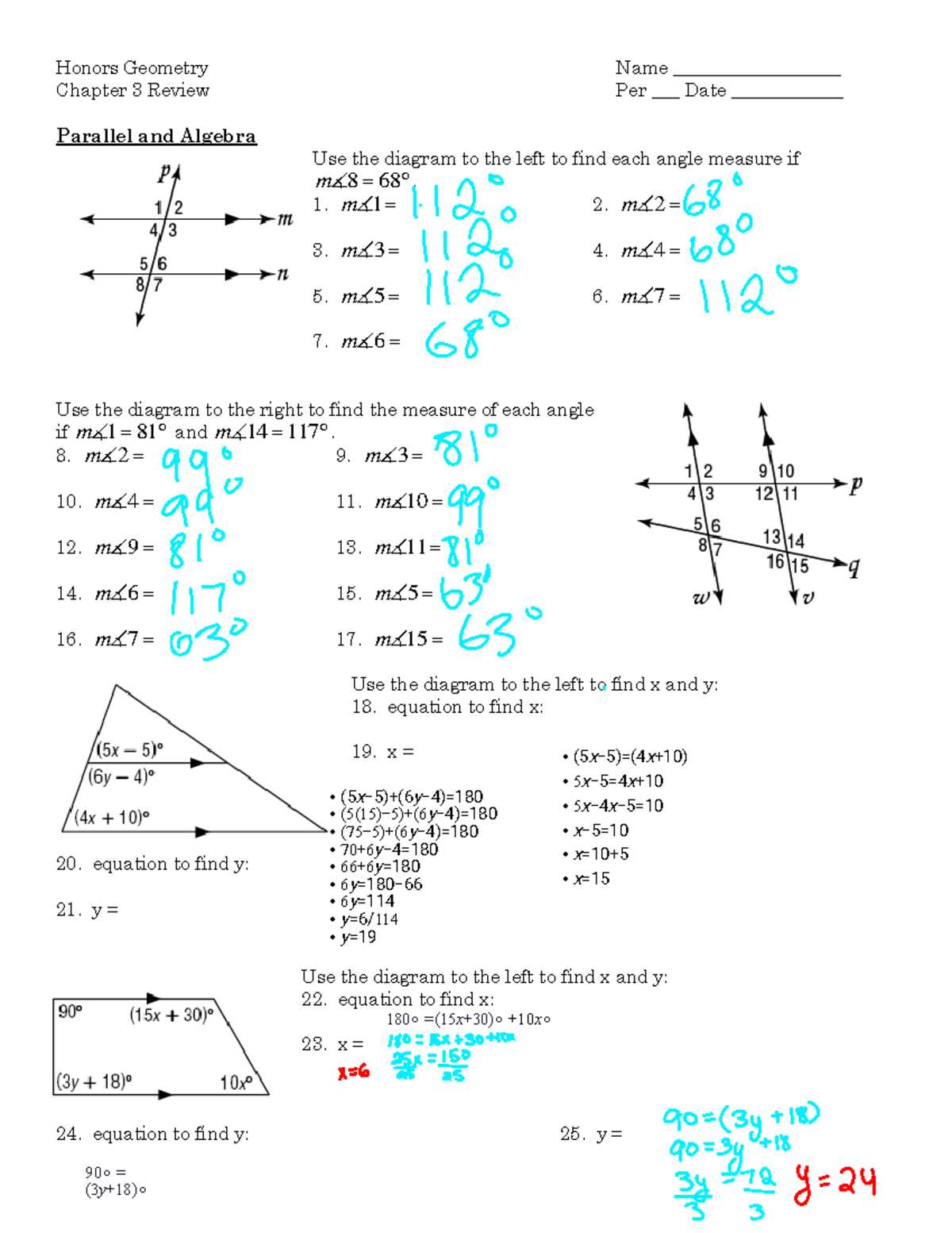 geometry chapter 3 practice answer key