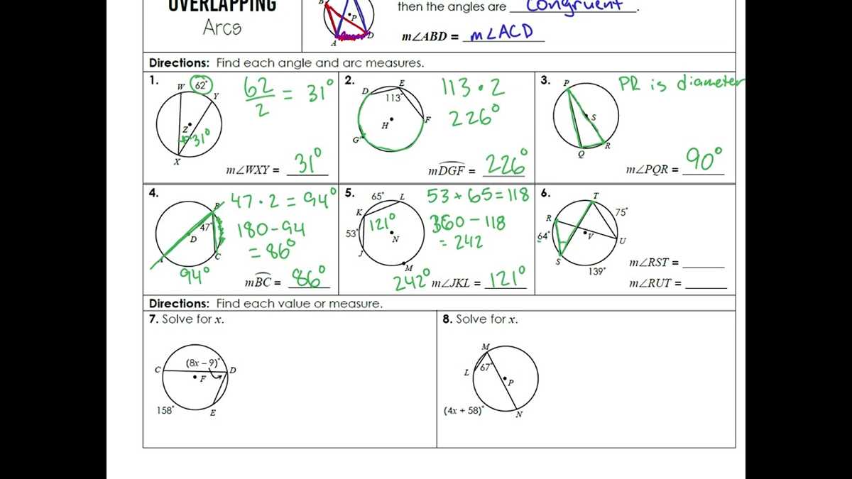10 4 practice inscribed angles answer key page 562