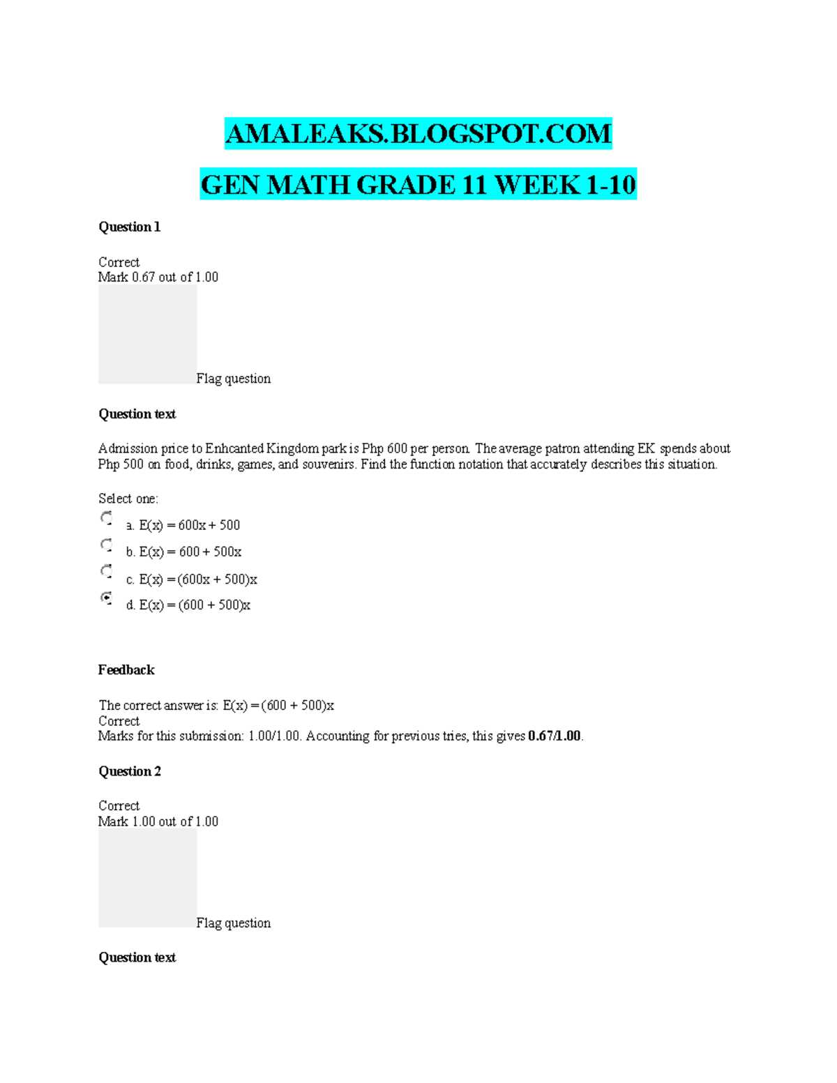 answer key grade 11