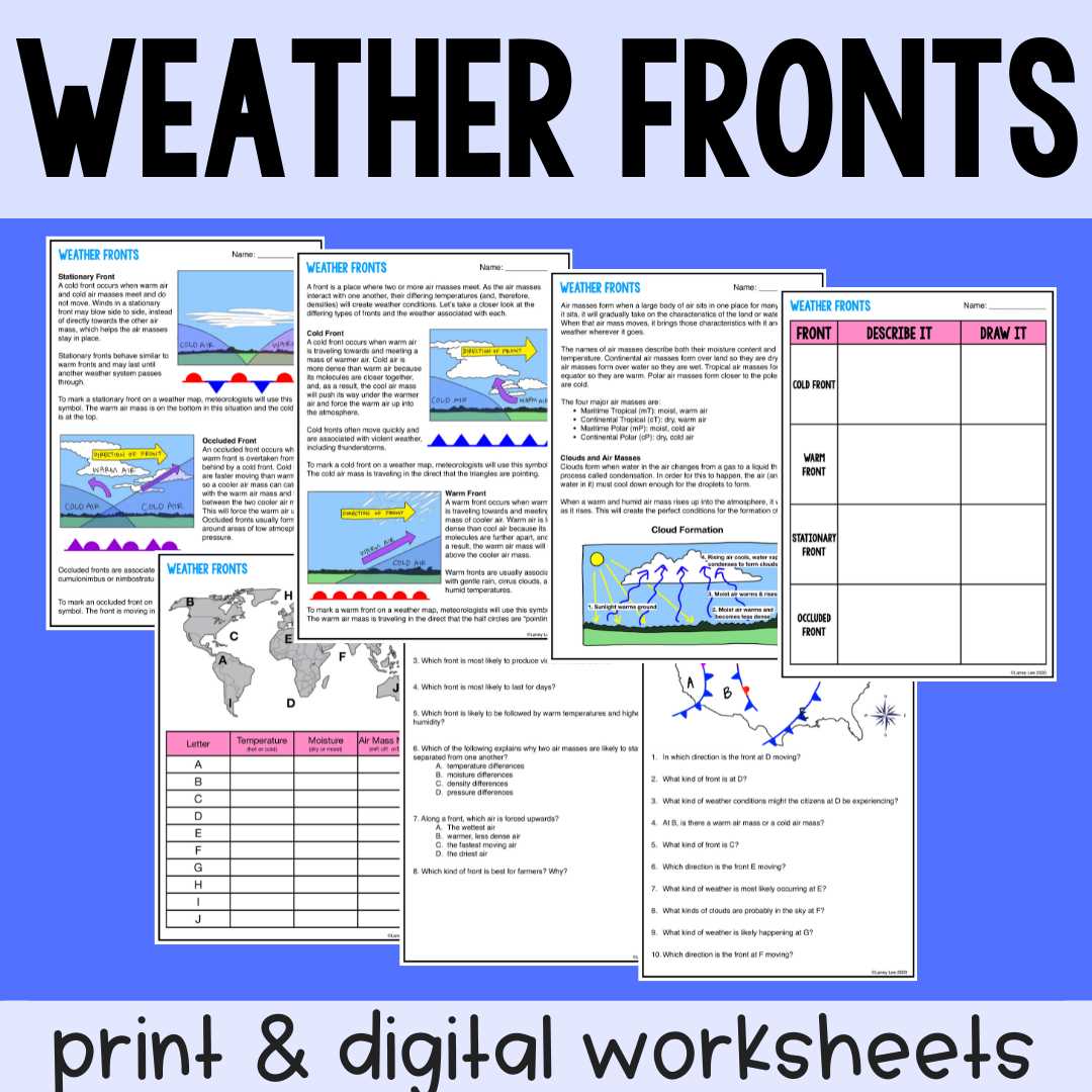 air pressure & fronts practice answer key