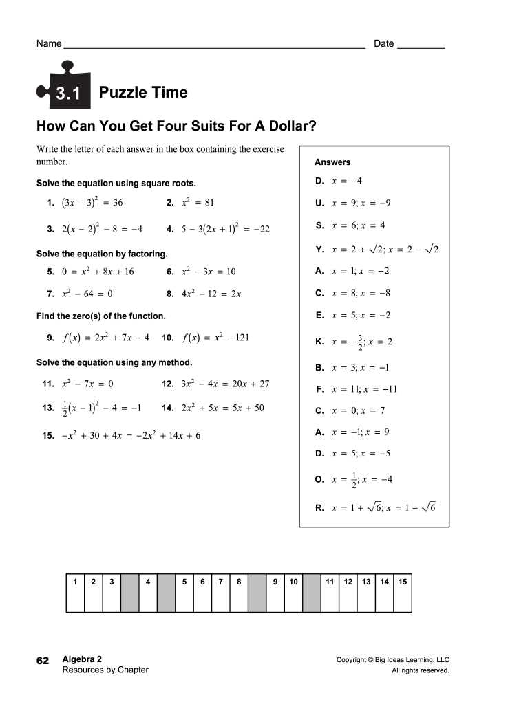 algebra 1 builder 3 answer key