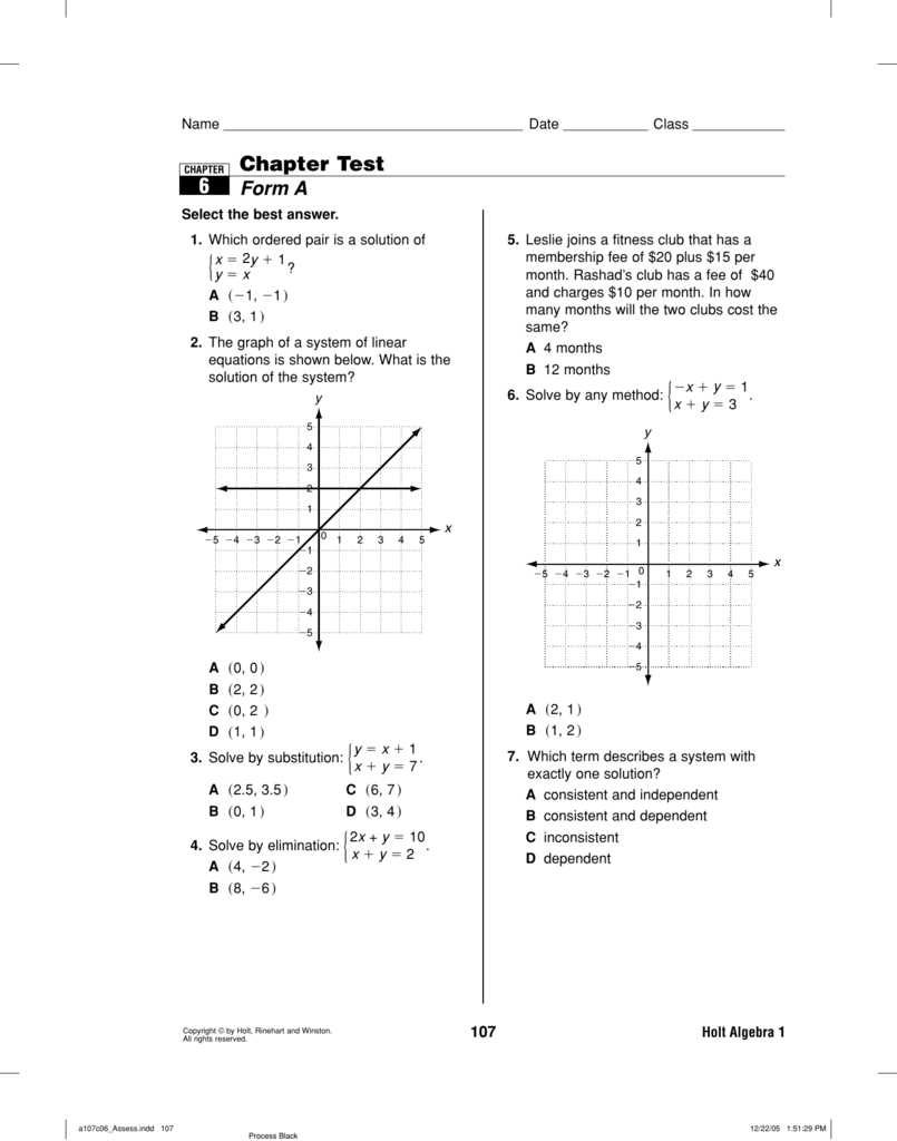 algebra 1 chapter 3 test answer key
