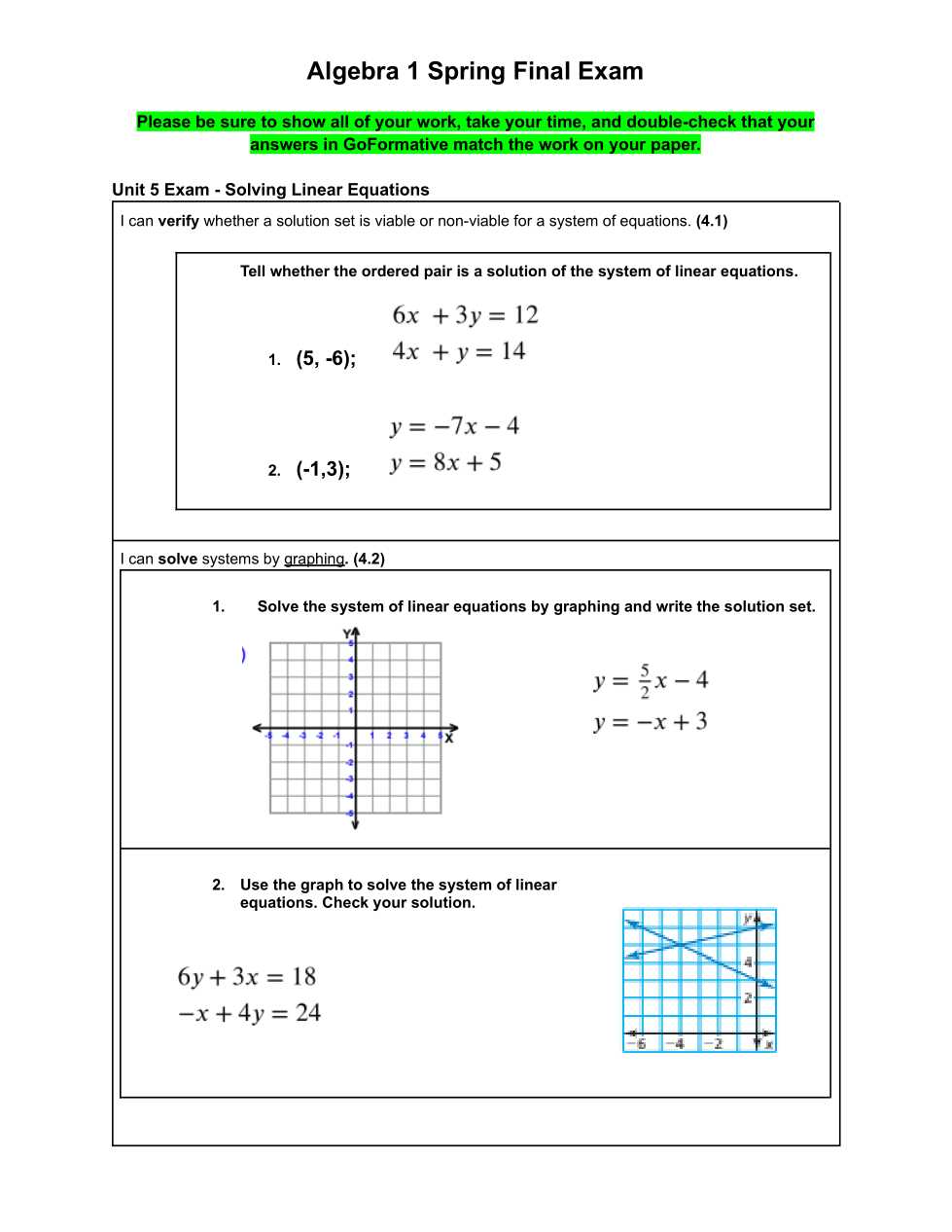 algebra 1 district formative assessment answer key
