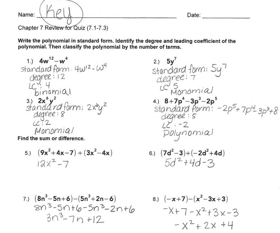 algebra 1 review packet with answer key