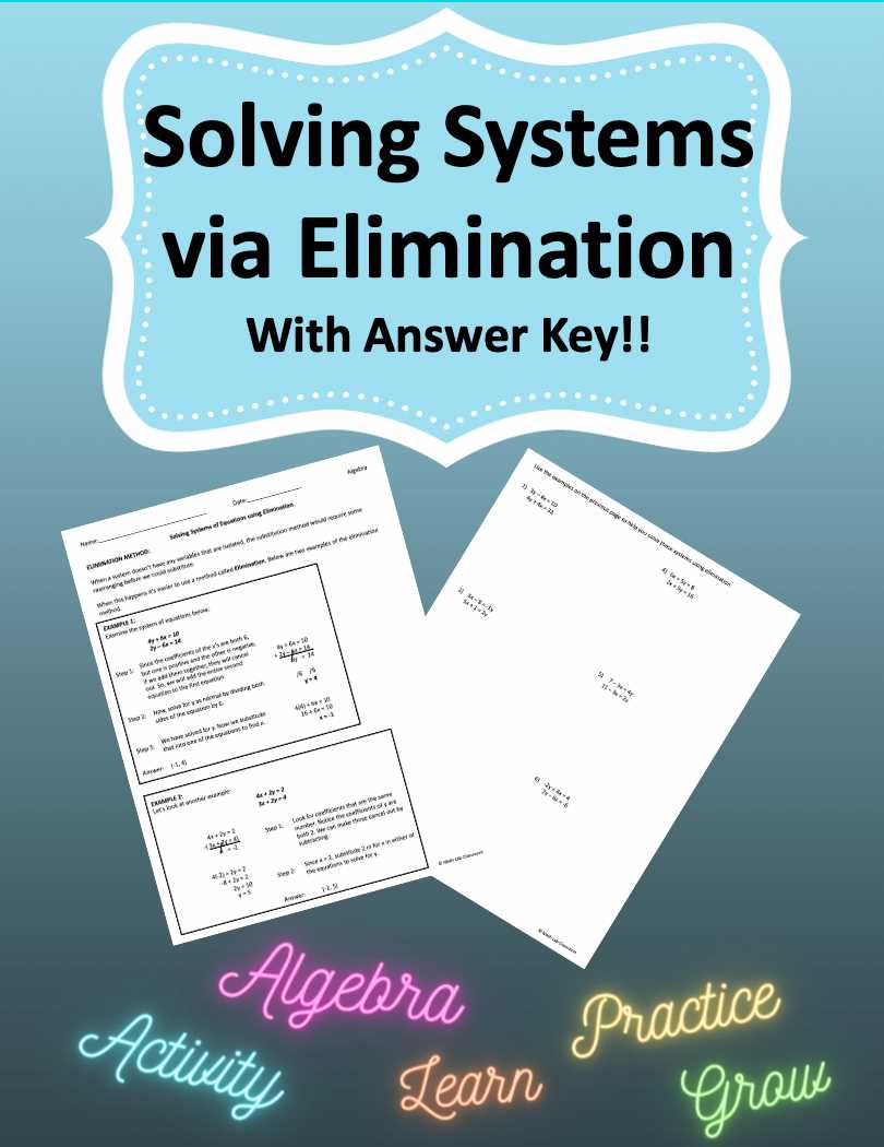 algebra 2 assignment solve each system by elimination answer key