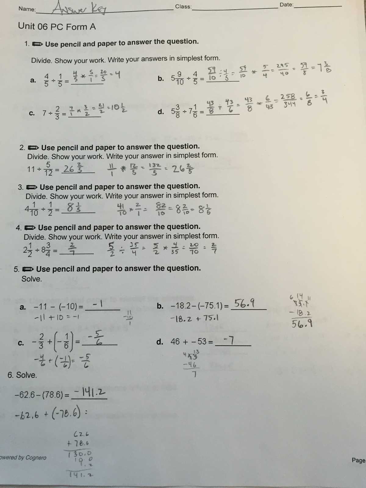 algebra 2 chapter 6 review answer key