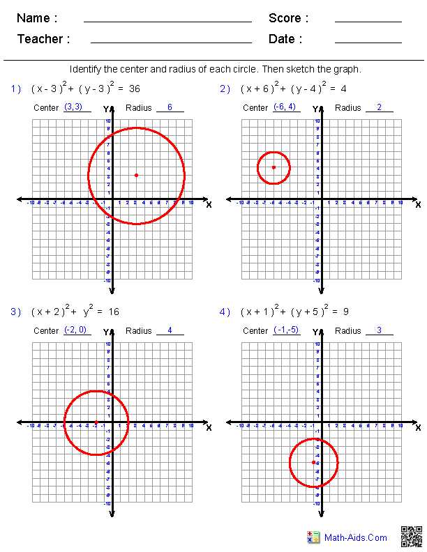 algebra 2 conics review answer key