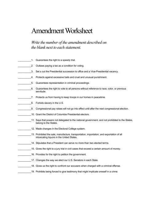 amendment mini lesson answer key