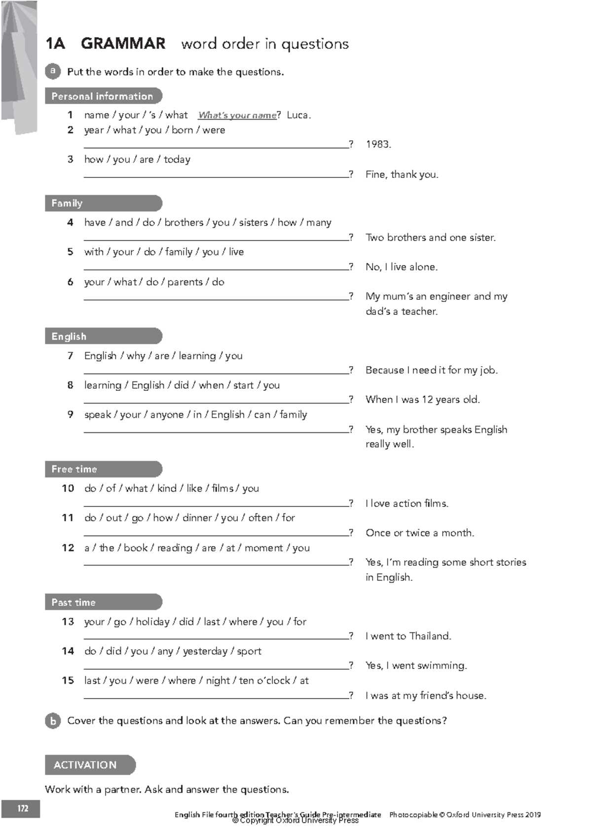 american english file 4 third edition answer key
