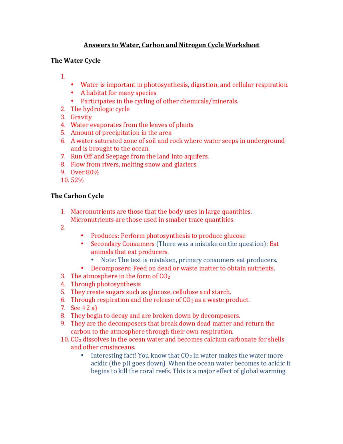 amoeba sisters carbon and nitrogen cycle answer key
