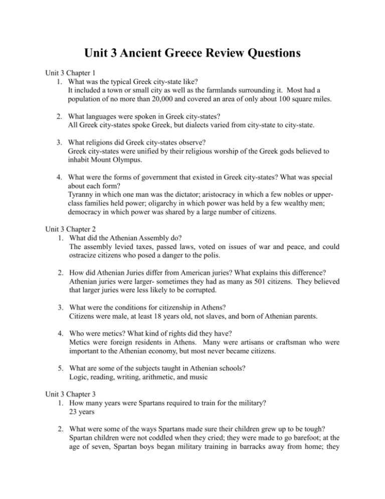 ancient greece complete unit guide packet answer key