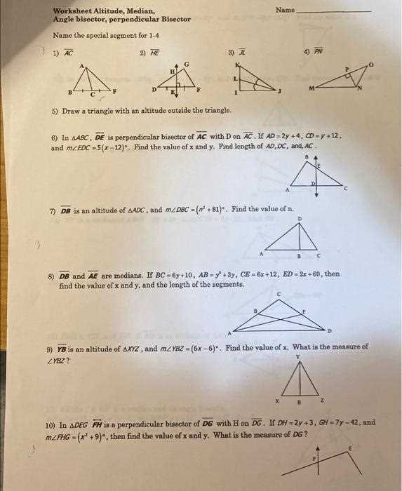 angle bisector answer key