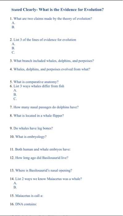 answer key evidence of evolution worksheet answers