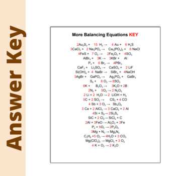 answer key for balancing equations worksheet