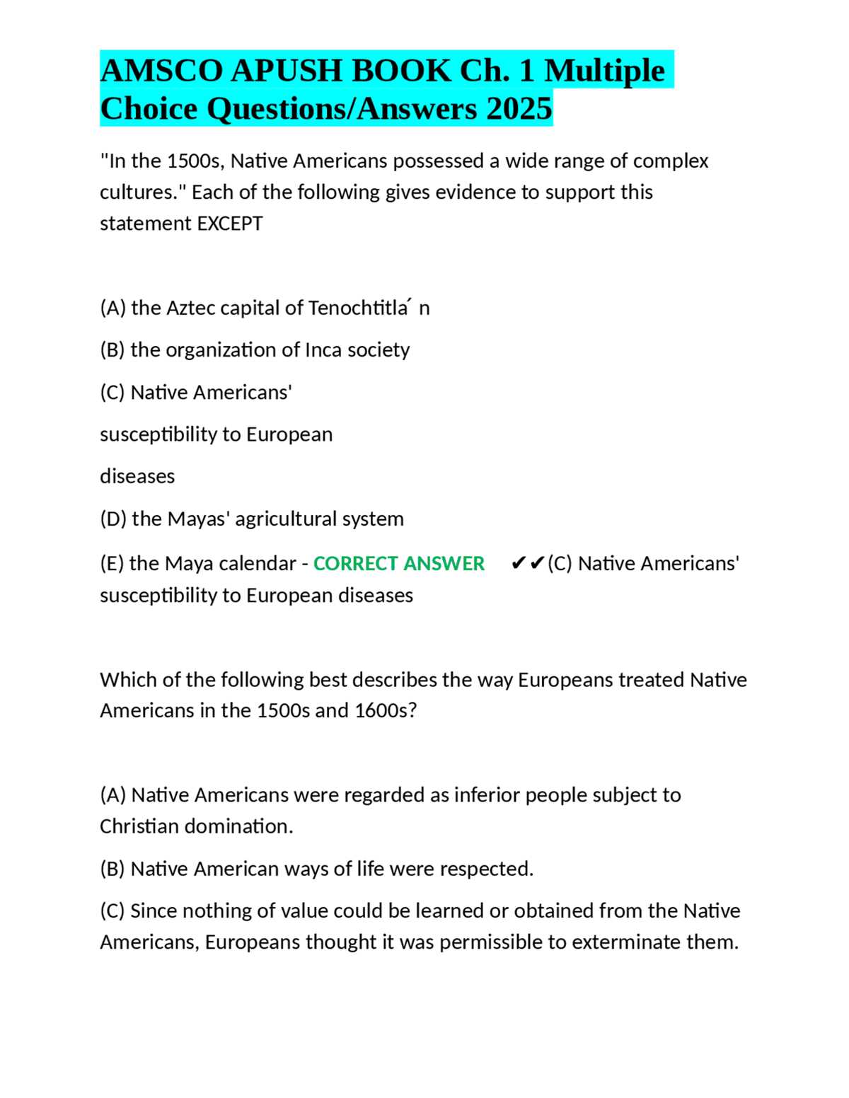 apush amsco answer key